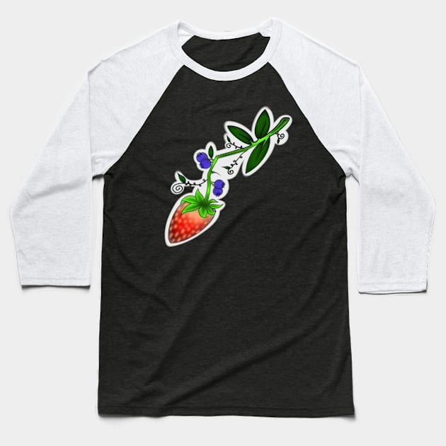 Strawberry Vine Baseball T-Shirt by fernagonyart